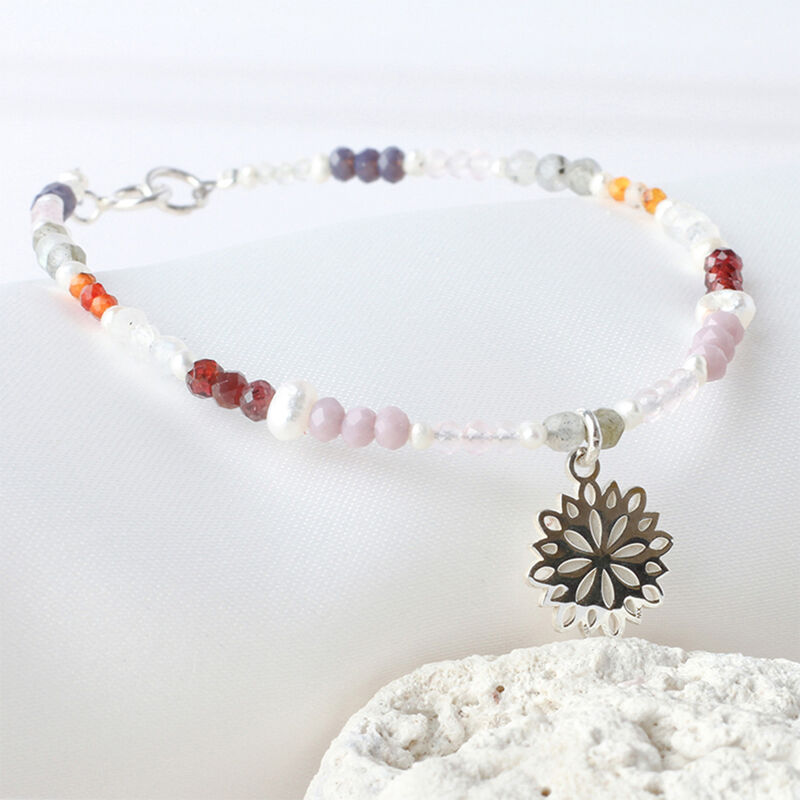 Pulsera Gerbera de Plata .925 con Piedras Natur... image number null
