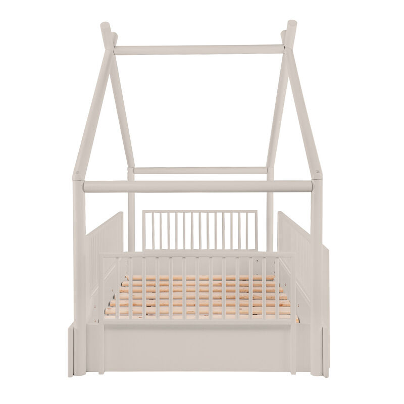 Cama Moderna Montessori de Madera con Barandale... image number null