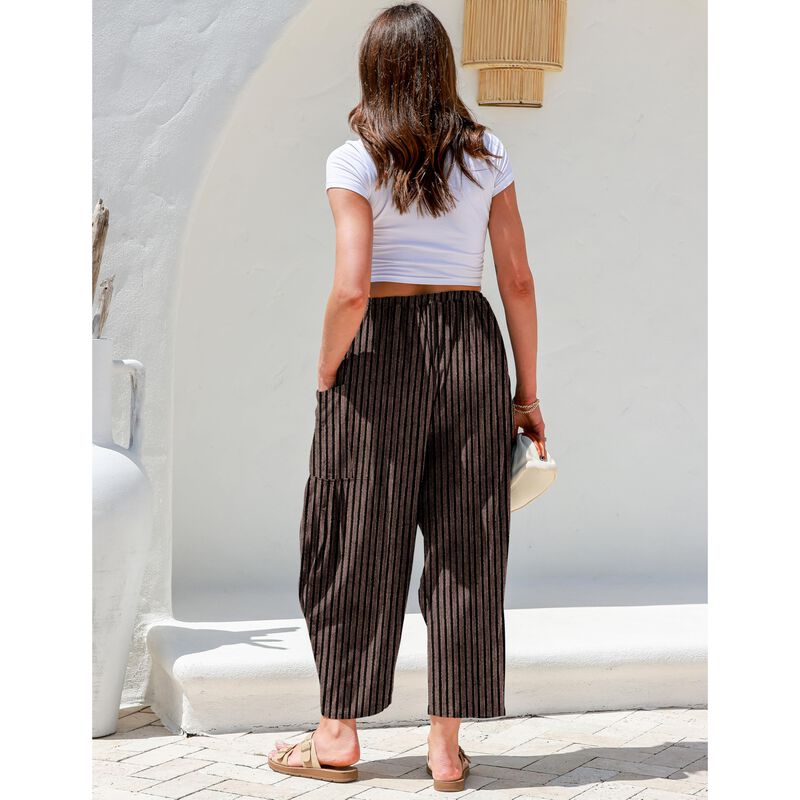 Pantalones Tarse Mujer Pierna Ancha Lino Rayado image number null