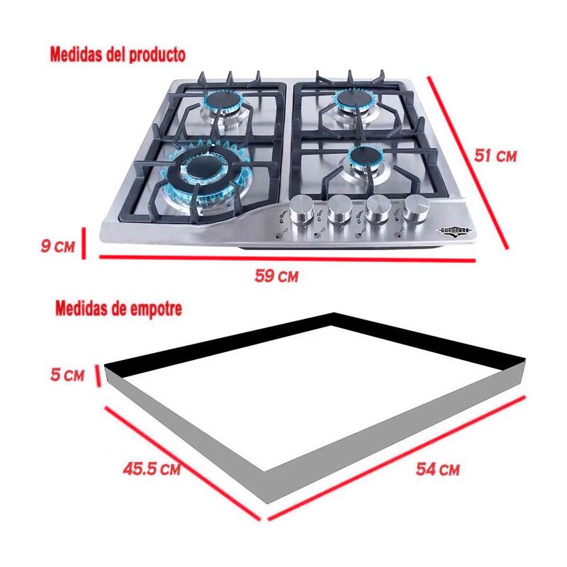 Parrilla Gas 4 Quemadores Acero Inox Hogar Empo... image number null