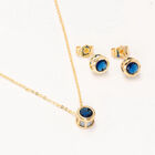 Juego de cadena y aretes en circulo color azul