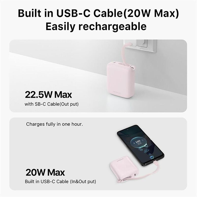 Bater&iacute;a Externa MYBAT Powerbank USB-C Rosa 1000... image number null