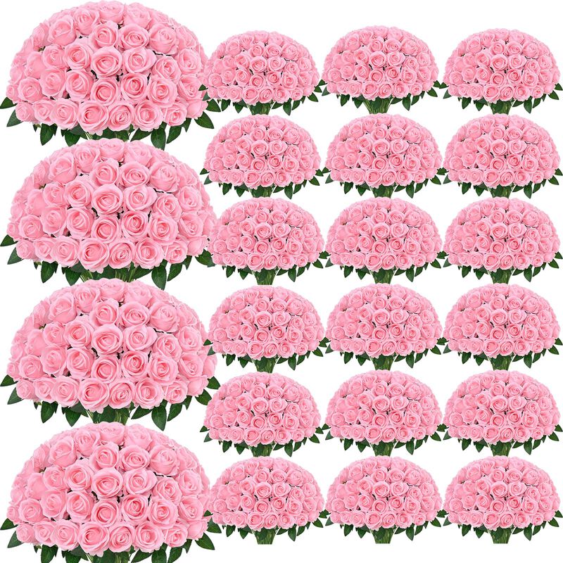 Flores Artificiales Yastouay Rosas Rosadas 300 ... image number null