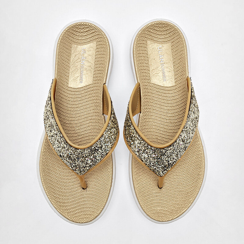 Top Moda Sandalia para mujer dorado image number null