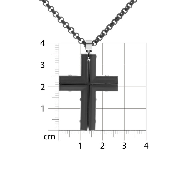 Dije De Acero Negro De Cruz Con Cadena 55Cm Apr... image number null