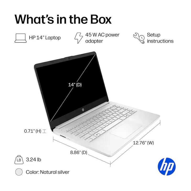 Laptop Hp 14 Dq6101dx Intel N150 4gb 128gb Plat... image number null