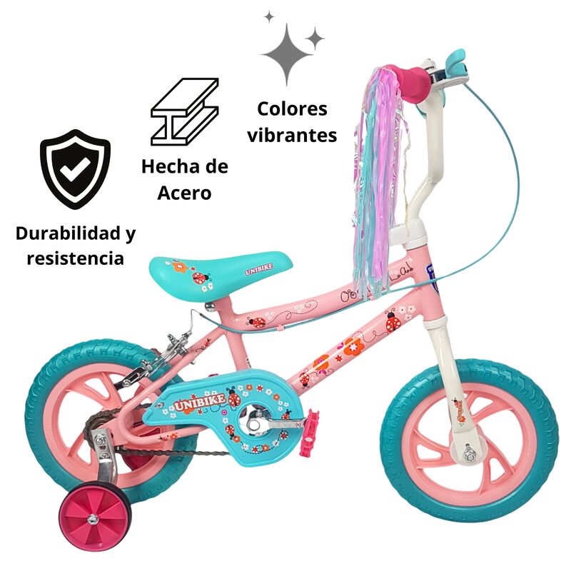 Bicicleta Infantil Ni&ntilde;as R12 Ruedas Auxiliares ... image number null