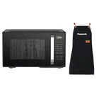 Combo Microondas Panasonic Nn-st34 25 Litros (0.9 Pies C&uacute;bicos / 900w) Color Negro Plato Giratorio + Mandil De Cocina