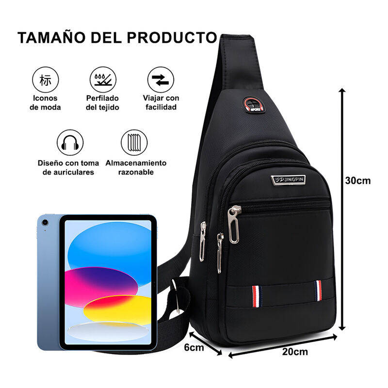 Bolso Bandolera Impermeable de Lona Negro image number null