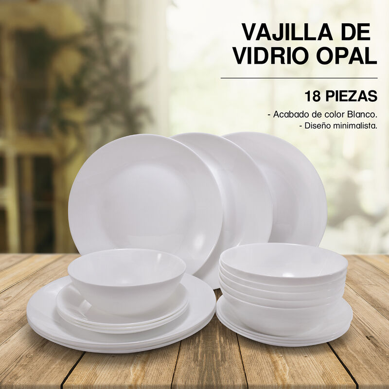 Juego De Vajilla Blanca 18 Piezas, Set De Plato... image number null
