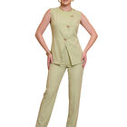 Conjunto 2 Piezas, Blusa Sin Mangas Y Pantal&oacute;n De Corte Recto Conj-0248 Verde Look Refinado Y Moderno Para Mujer