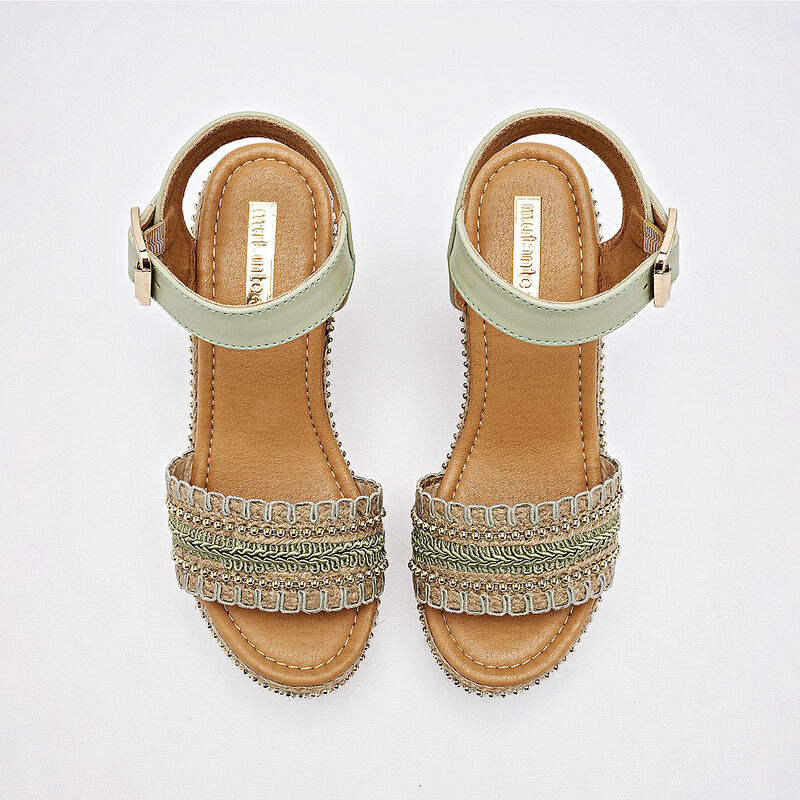 Mutante sandalia cu&ntilde;a para mujer verde beige co... image number null