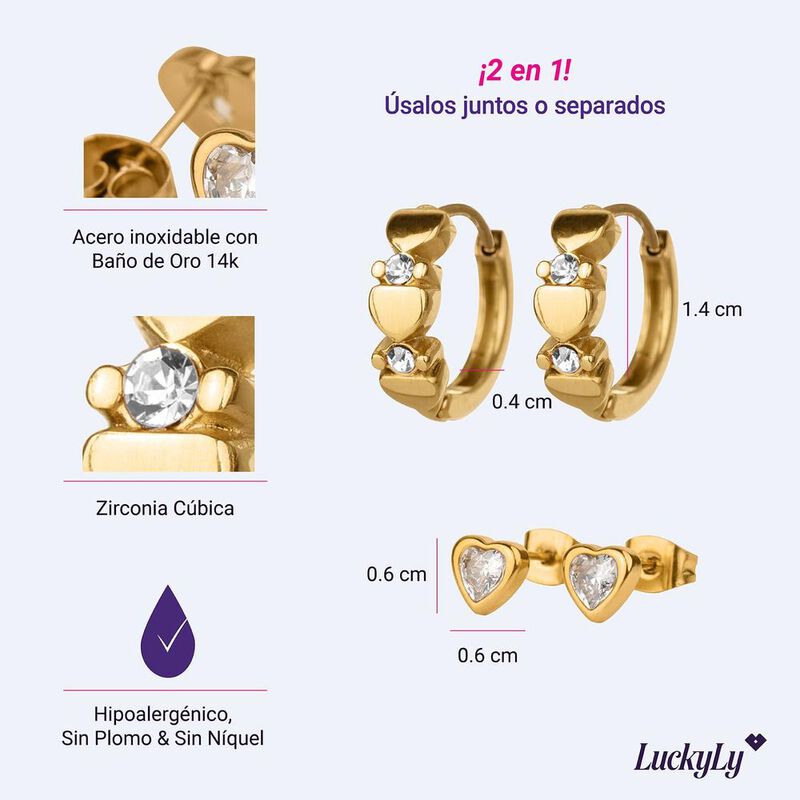 Aretes Yani y Ziva LuckyLy Set de Regalo 2 en 1... image number null