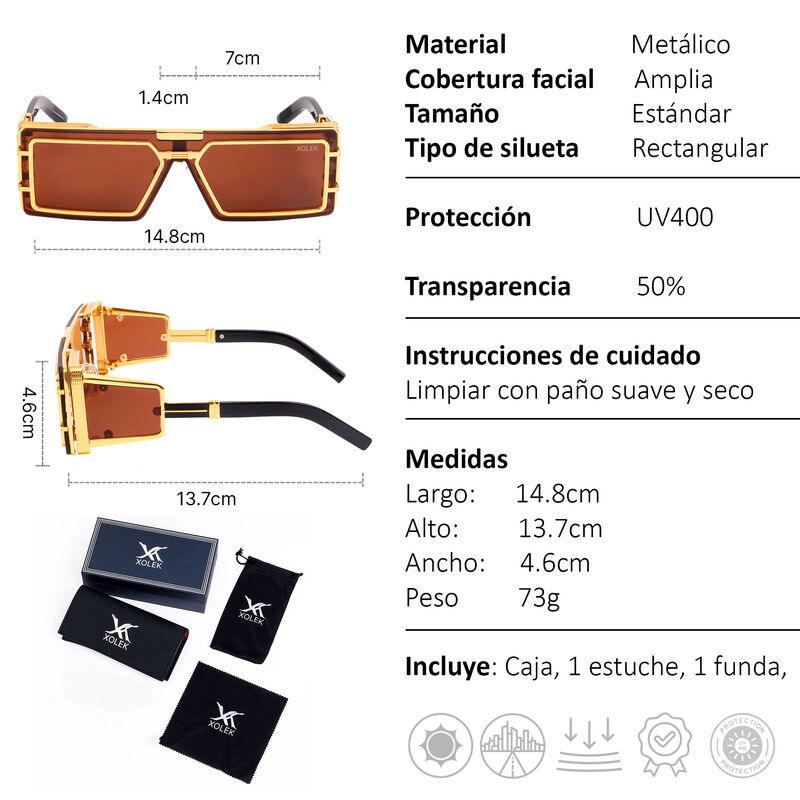 Lentes De Sol Xolek 134 Moda Met&aacute;lico Uv400 image number null