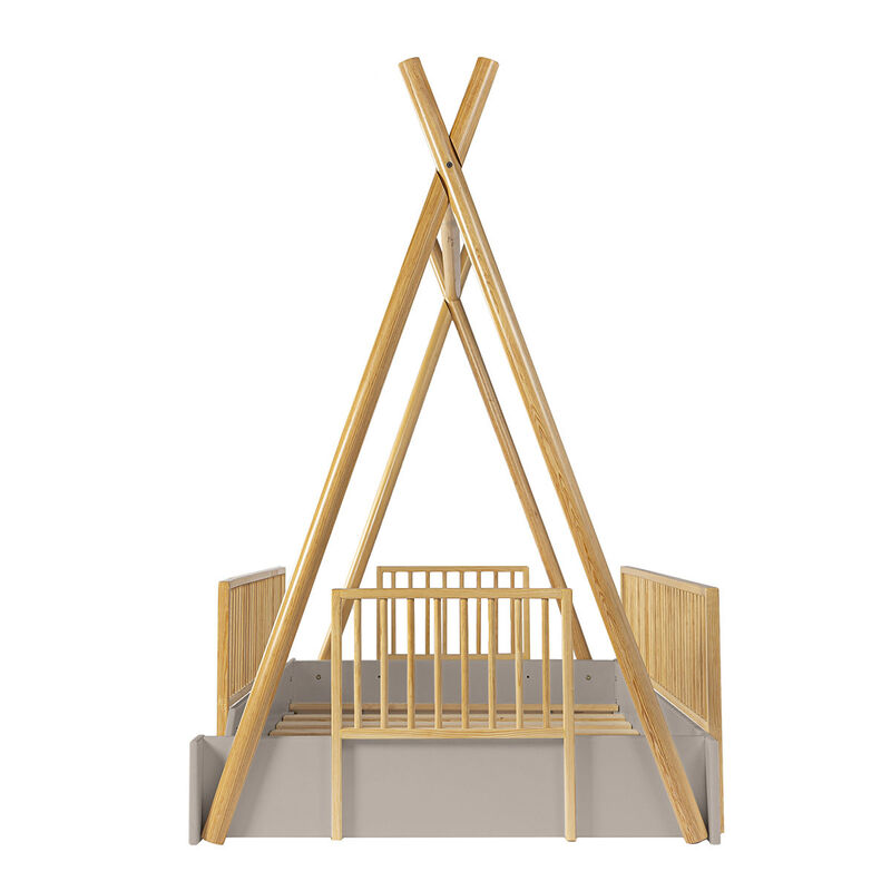 Cama Tipi Montessori de Madera con Barandales R... image number null