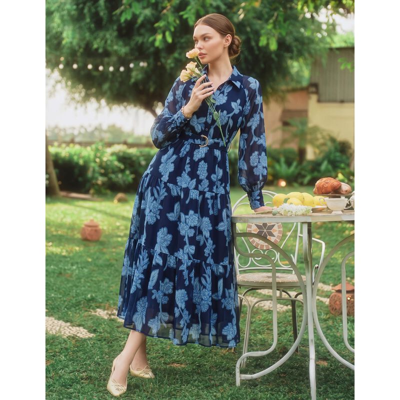 Vestido Maxi Floral Zesica XL Azul Polvo image number null