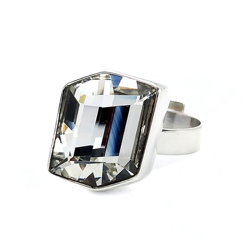 Anillo ajustable Fancy cristal con plata .925 Z... image number null