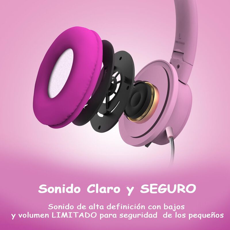 Auricular Al&aacute;mbrico HYPERGEAR para ni&ntilde;os ROSA 3... image number null