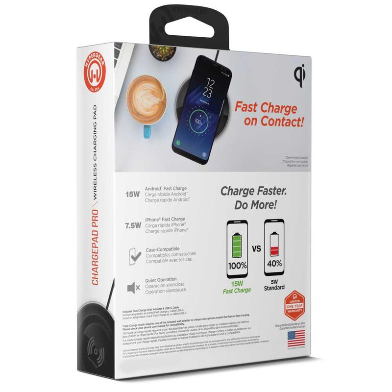 Base Cargador HYPERGEAR inal&aacute;mbrico Qi 15W Negr... image number null