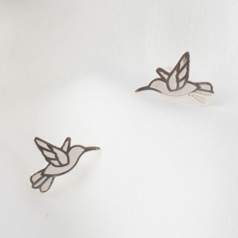 Aretes poste Suerte de colibr&iacute; de plata .925 image number null