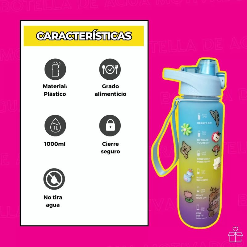 Botella De Agua Motivadora De 1 Litro Con Marca... image number null