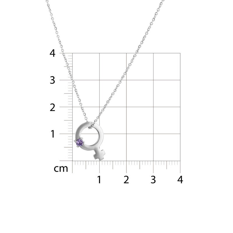 Dije Con Cadena Oro Blanco 14k Zirconia Amatist... image number null