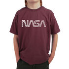 Camiseta Word Art Para Ni&ntilde;o - Gusano NASA - Granate