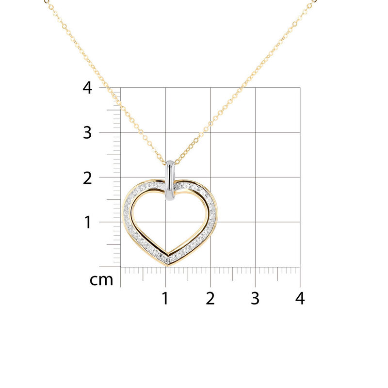 Dije Coraz&oacute;n Bicolor 10k Con Zirconias + Cadena... image number null