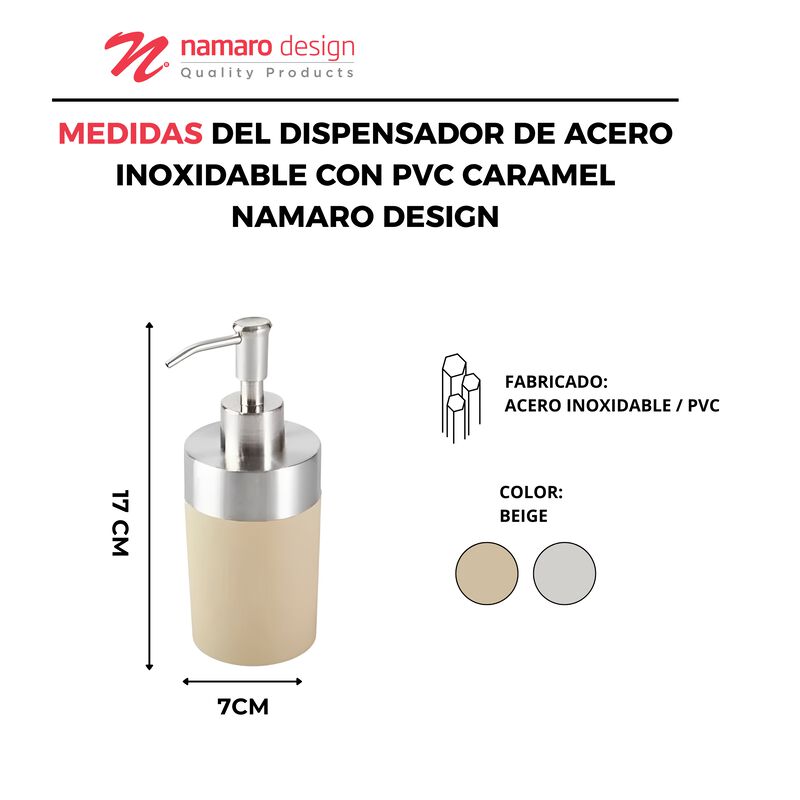 Dispensador De Acero Inoxidable Con PVC Caramel image number null