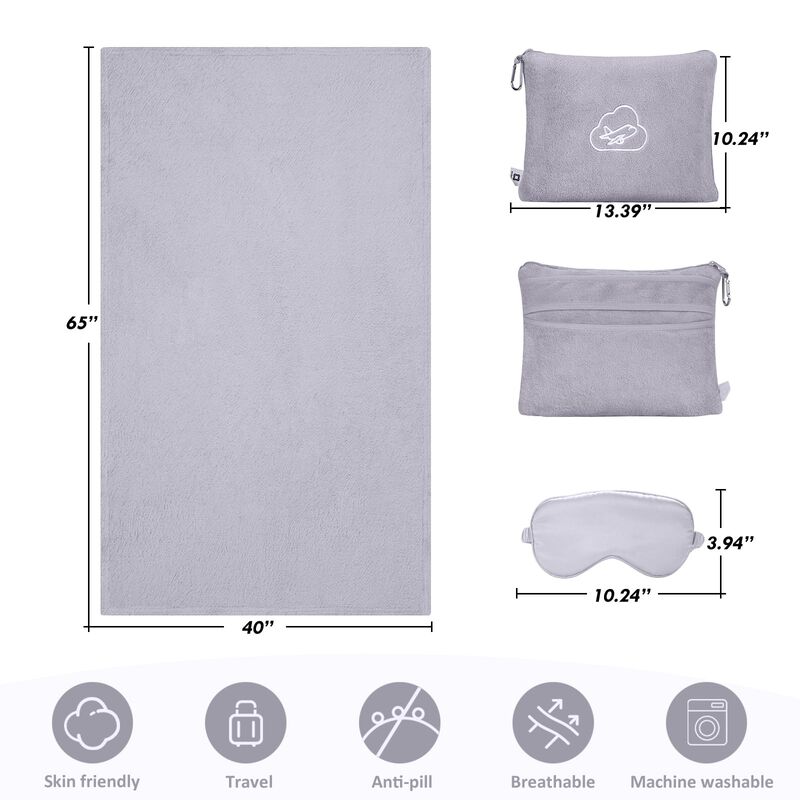Manta Enzolve 165x102 Cm Gris Con Almohada Y An... image number null
