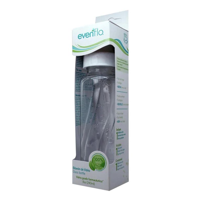Evenflo biber&oacute;n de vidrio blanco 8 oz con 1 pie... image number null
