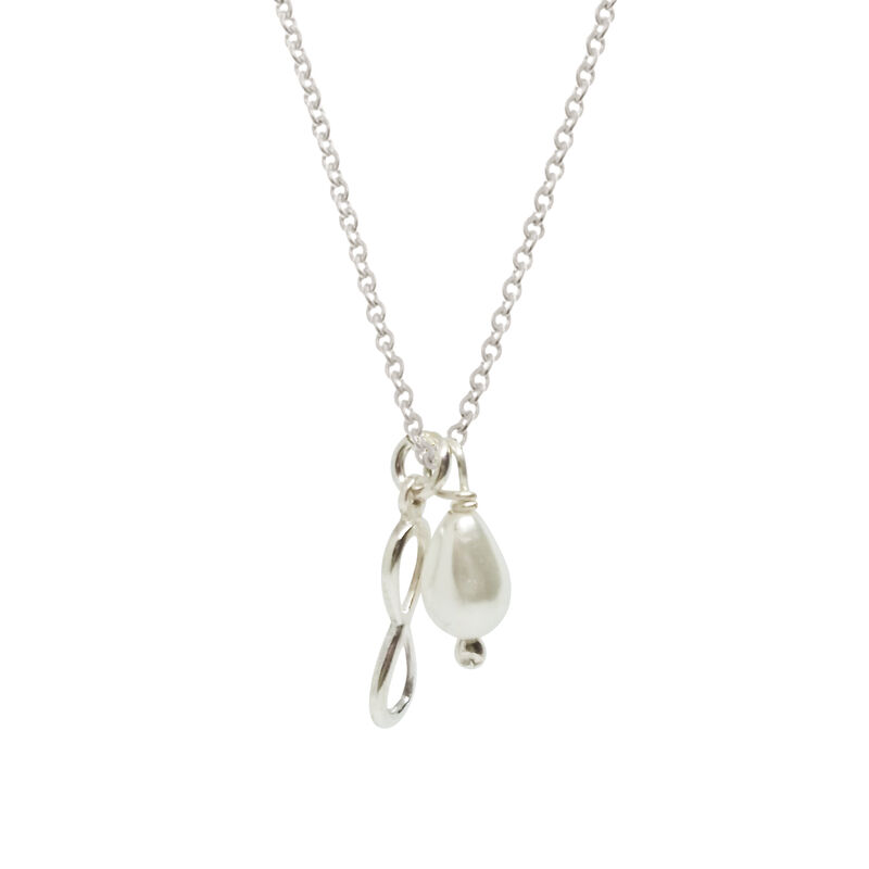 Dije infinito de plata con perla y cadena image number null