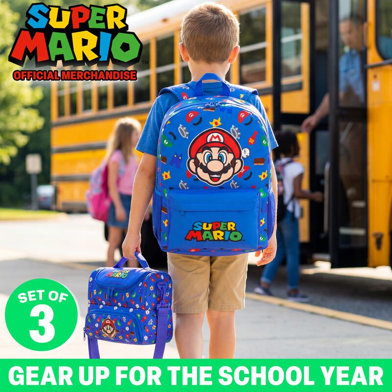 Mochila Get Trend Super Mario &ndash; Set De 3 Piezas... image number null