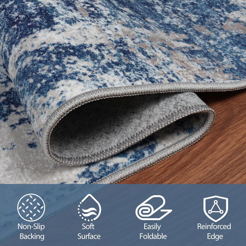 Alfombra Aelenmu 244x152 Cm Azul Gris Blanco La... image number null