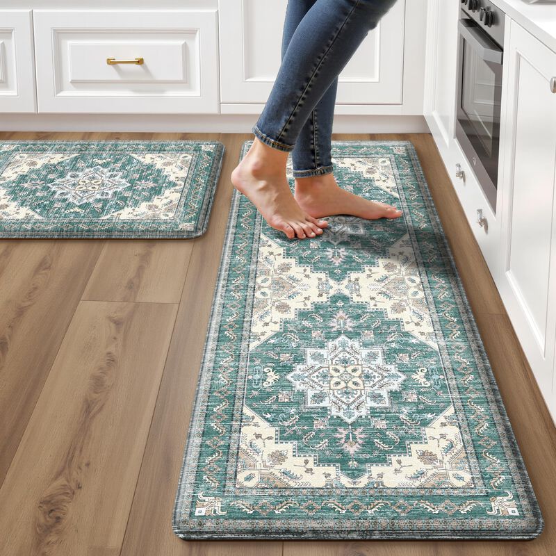Alfombrillas De Cocina Tubeamin 2 Pzs Boho Azul... image number null