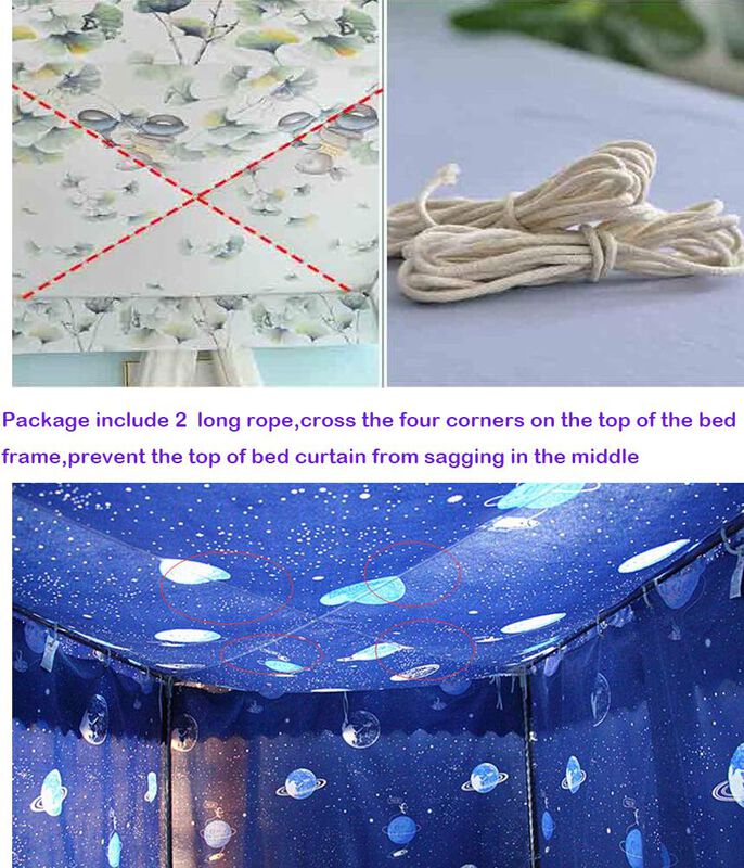 Cortinas De Cama Con Dosel Mengersi, Lisas, Con... image number null