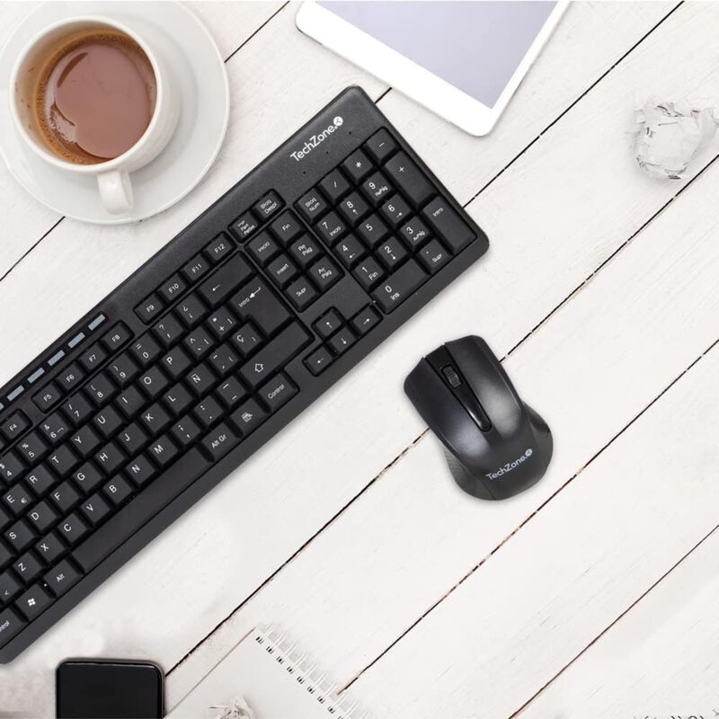 Teclado y Mouse Inal&aacute;mbricos TechZone  Receptor... image number null