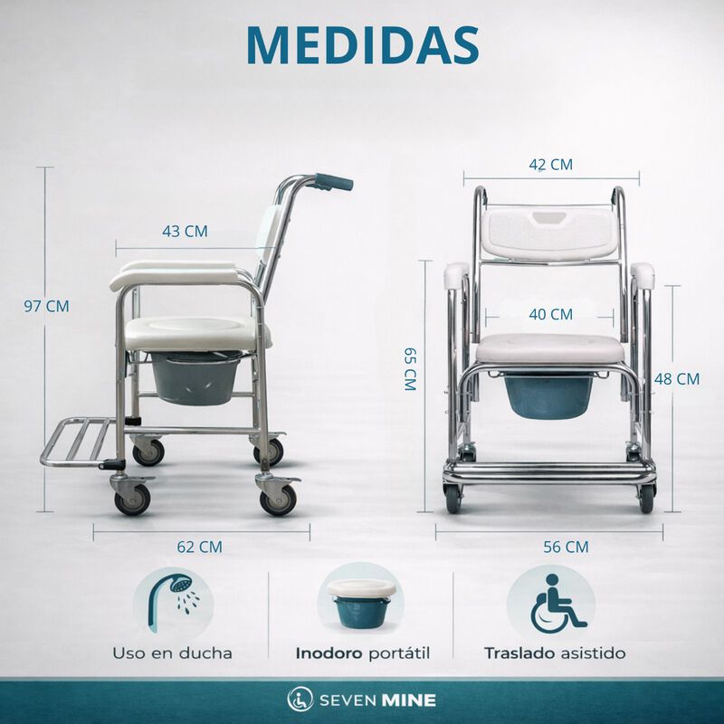 Silla Comodo  con Ruedas y Frenos Traseros | Si... image number null