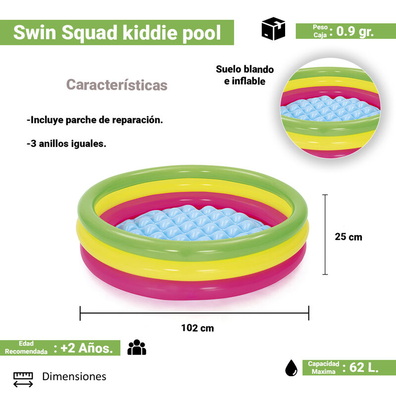 Alberca Inflable Infantil De Arco&iacute;ris 3 Aros Ch... image number null