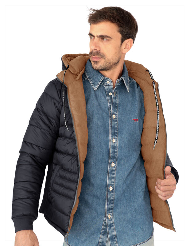 Chamarra Reversible Caballero Capitonada Gorro ... image number null