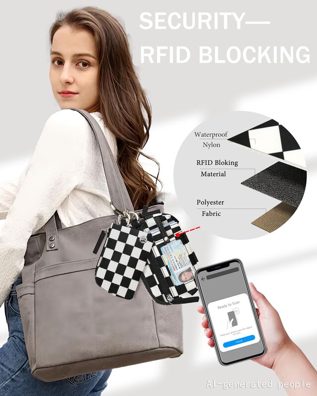 Cartera De Mu&ntilde;eca Sunpour Rfid De Doble Bolsill... image number null