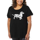Camiseta De Talla Grande Word Art Para Mujer - Perro Salchicha- Negro