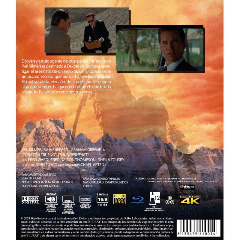 Coraz&oacute;n Trueno [blu_ray] (1992) Thunderheart image number null