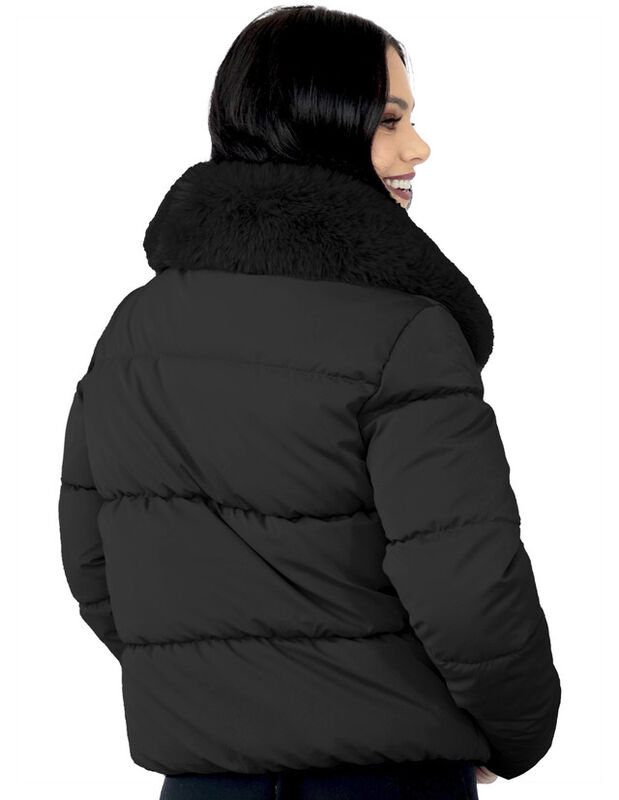 Chamarra Mujer Cuello Con Peluche Acolchada Neg... image number null