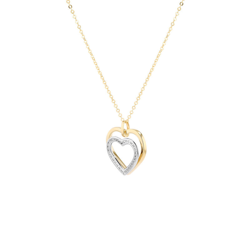 Dije Coraz&oacute;n Bicolor 10k Con Zirconias + Cadena... image number null