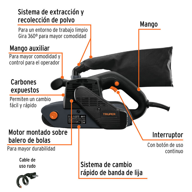Lijadora de Banda 4 X 24' 1200 W Industrial Tru... image number null