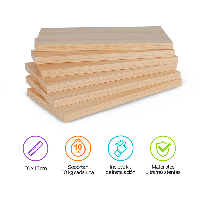 Set de Repisas Flotantes de Madera 6 Piezas tip... image number null