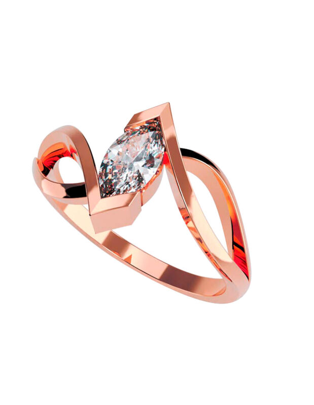 Anillo de Compromiso en Oro de 14K con Circonia... image number null