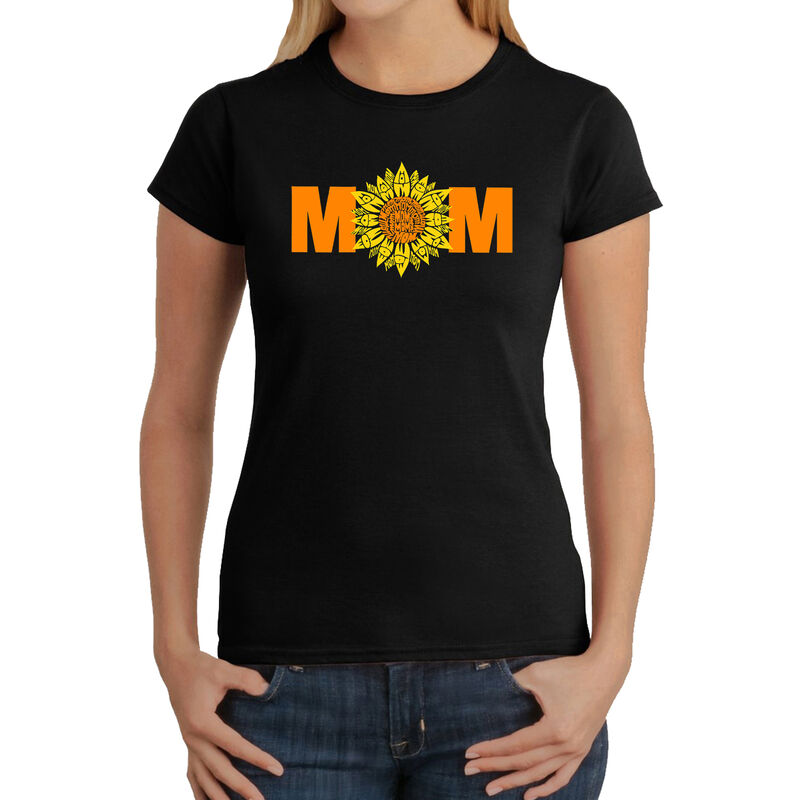 Camiseta Word Art Para Mujer - Mam&aacute; Girasol- Ne... image number null
