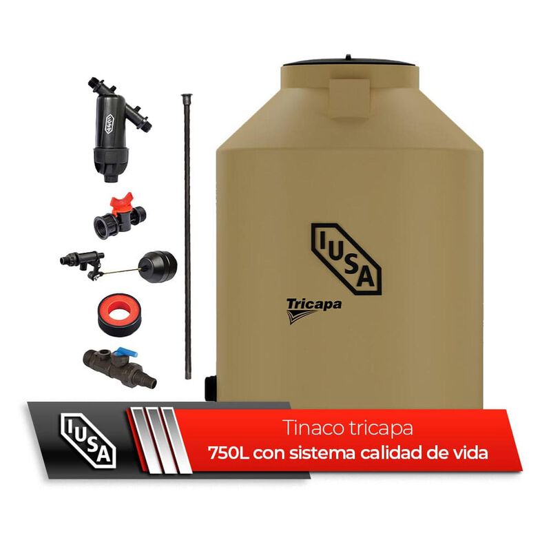 Tinaco Tricapa Iusa, 750 L., Beige + Sistema Ca... image number null
